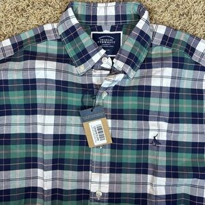NWT Charles Tyrwhitt Men's Plaid Shirt in Green and Navy
